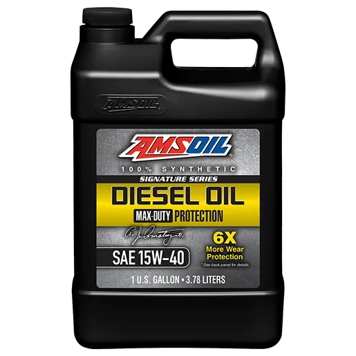 AMSOIL Signature Series 15W-40 100% Synthetic Max-Duty Diesel Oil gallon jug